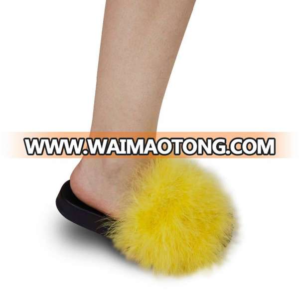 2017 New Fashion Comfortable EVA Sole Faux Fur Women Slide Slipper With Cheap Price